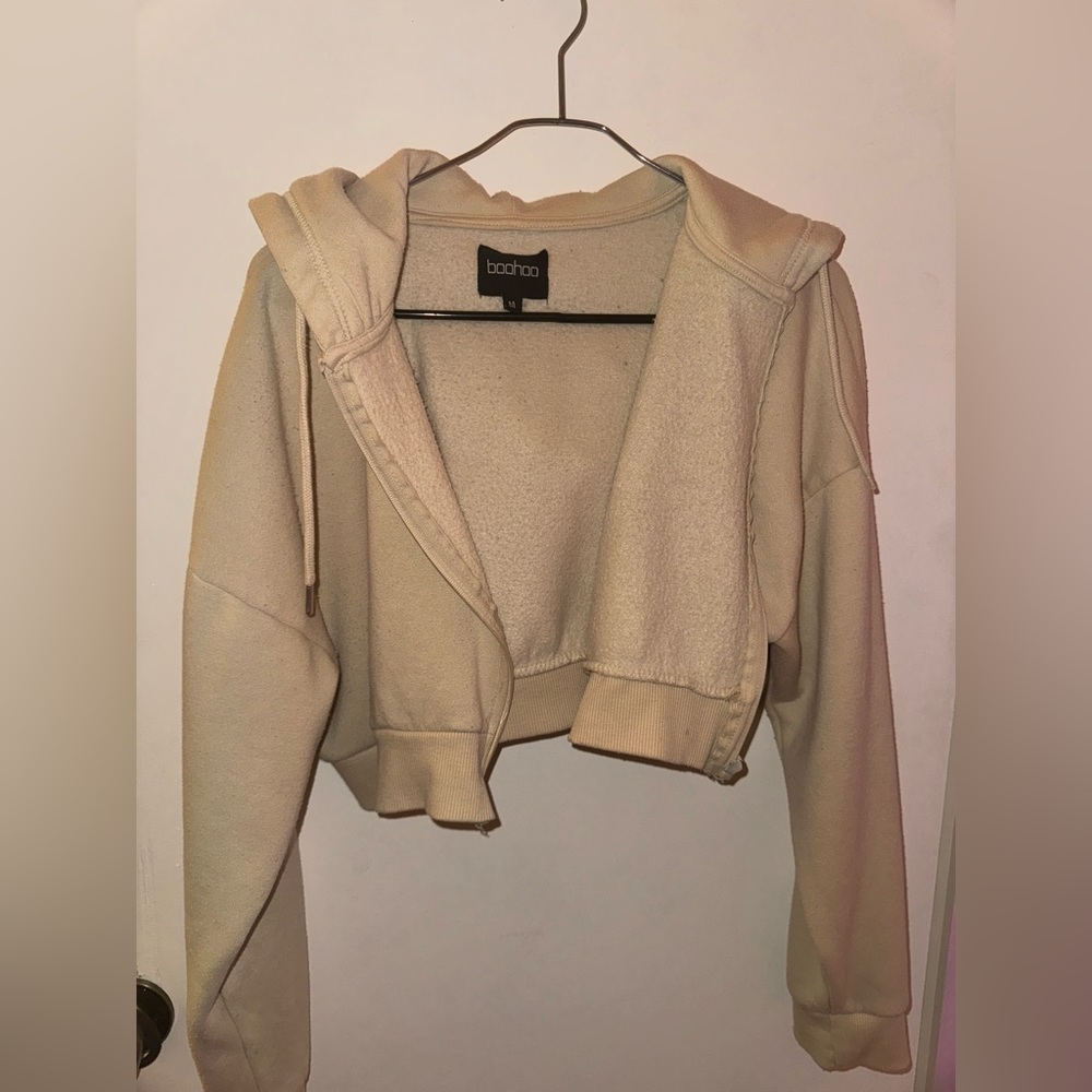 boohoo cropped zip hoodie